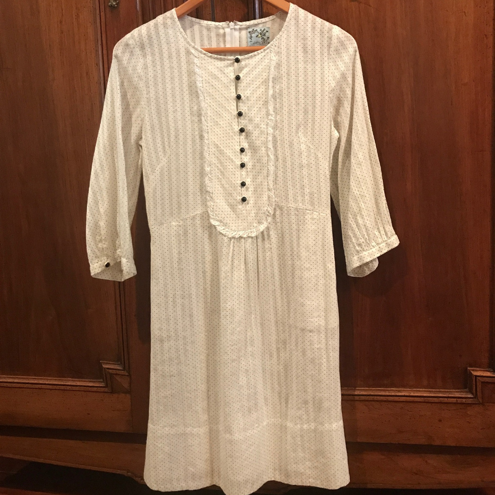 Tabitha white w/ black polka dot dress